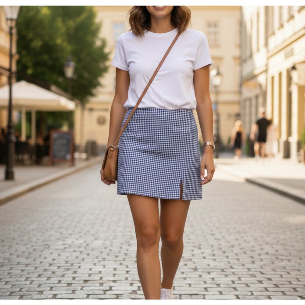 13. American Eagle Blue Gingham/Picnic Check Mini Skirt